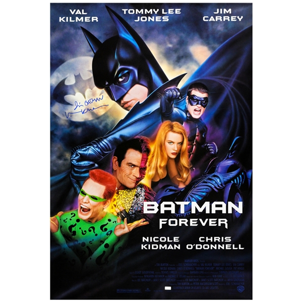 Val Kilmer Autographed Batman Forever Original 27x40 Single-Sided Poster with Rare Im Batman Inscription