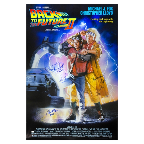 Michael J. Fox, Christopher Lloyd, Thomas Wilson, Lea Thompson Autographed Back to the Future Part II 27x40 Single Sided Movie Poster