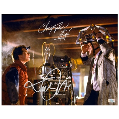 Michael J. Fox, Christopher Lloyd Autographed Back to the Future Marty McFly, Doc Brown Lab 11x14 Photo