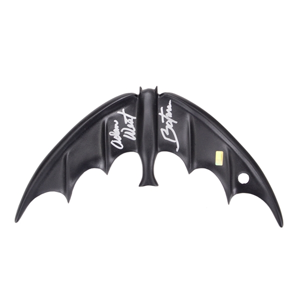 Adam West Autographed Black Batarang With Rare Batman Inscription