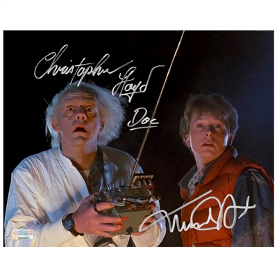 Michael J. Fox and Christopher Lloyd Autographed Back to the Future 8×10 Marty McFly and Doc Brown Photo