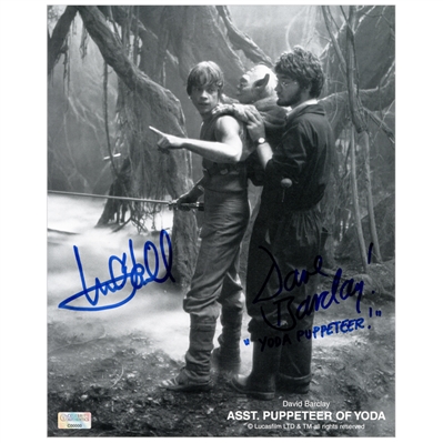 Mark Hamill and David Barclay Autographed Star Wars The Empire Strikes Back 8x10 Luke Skywalker with Yoda Photo