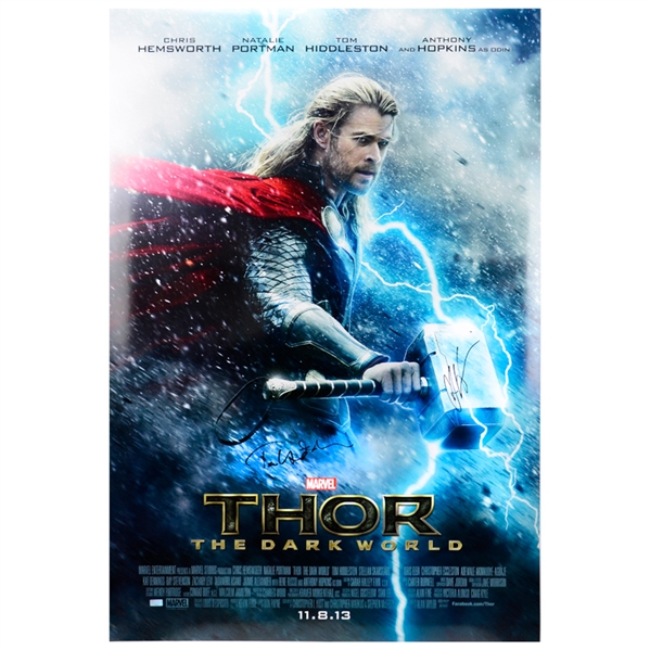Chris Hemsworth and Tom Hiddleston Autographed 27x40 Thor: The Dark World Original Double Sided Poster