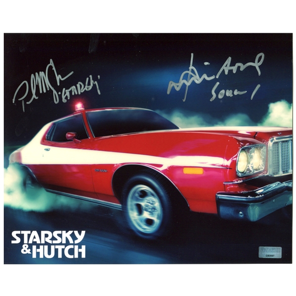 David Soul and Paul Michael Glaser Autographed 8x10 Starsky and Hutch Torino Photo
