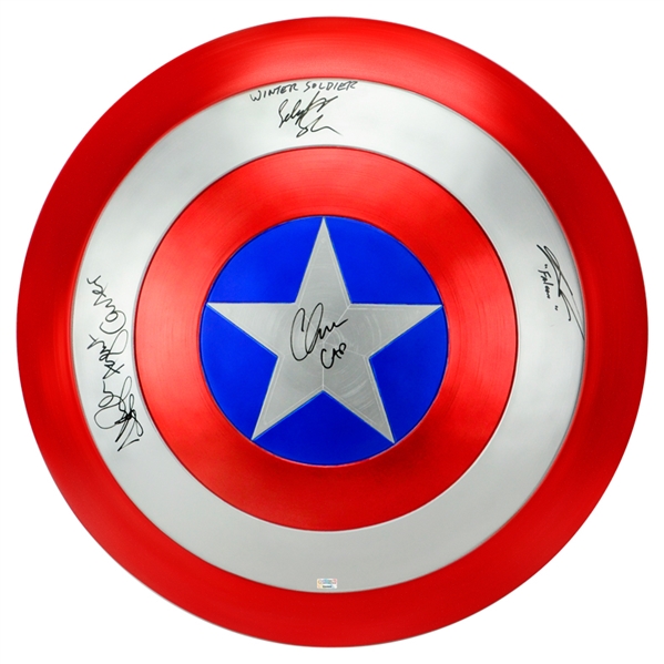 Chris Evans, Sebastian Stan, Hayley Atwell and Anthony Mackie Autographed EFX Captain America Shield