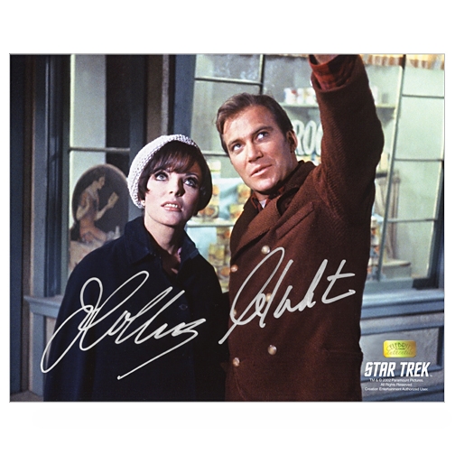 William Shatner and Joan Collins Autographed 8x10 Star Trek Photo