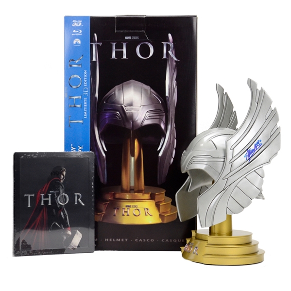 Stan Lee Autographed Thor Helmet and Steelbook DVD Set 