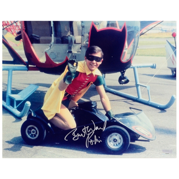 Burt Ward Autographed Batcycle Sidecar 11x14 Photo