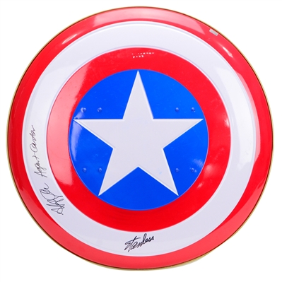 Stan Lee and Hayley Atwell Autographed Captain America Shield