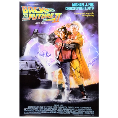 Michael J. Fox, Christopher Lloyd, Lea Thompson and Thomas Wilson Autographed Back to the Future Part II 27x40 Poster