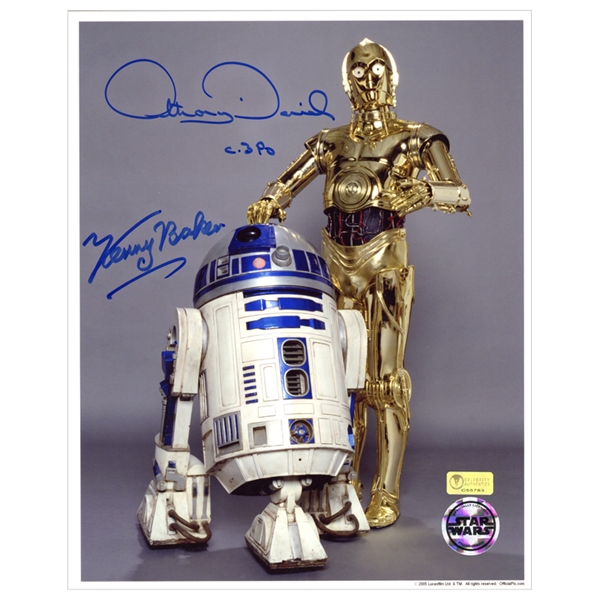 Kenny Baker and Anthony Daniels Autographed R2-D2 and C-3PO Studio Photo