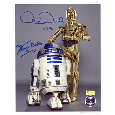 Kenny Baker and Anthony Daniels Autographed R2-D2 and C-3PO Studio Photo