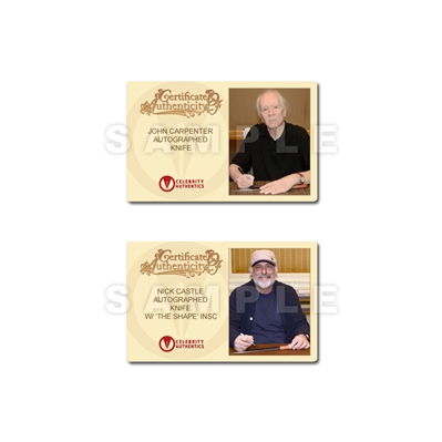Jamie Lee Curtis, Nick Castle and John Carpenter Autographed Halloween Knife