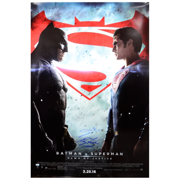 Gal Gadot and Ray Fisher Autographed Batman v Superman 27x40 Original D/S Poster