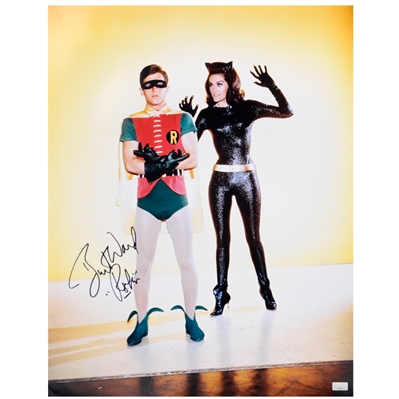 Burt Ward Autographed 16x20 Robin and Catwoman Photo