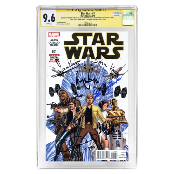 Harrison Ford, Carrie Fisher, Mark Hamill, Kenny Baker, Peter Mayhew, Anthony Daniels and David Prowse Autographed Star Wars #1 CGC SS 9.6 Comic