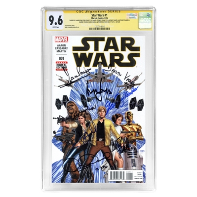 Harrison Ford, Carrie Fisher, Mark Hamill, Kenny Baker, Peter Mayhew, Anthony Daniels and David Prowse Autographed Star Wars #1 CGC SS 9.6 Comic