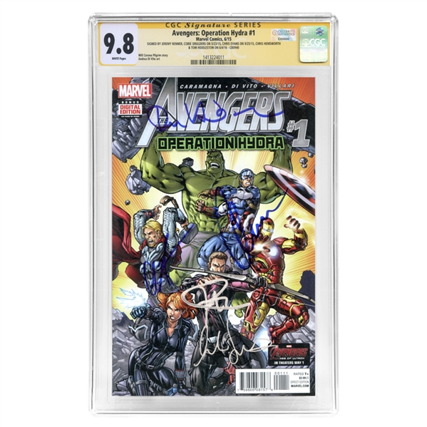 Chris Evans, Chris Hemsworth, Jeremy Renner, Cobie Smulders and Tom Hiddleston Autographed Avengers: Operation Hydra #1 CGC SS 9.8 Comic