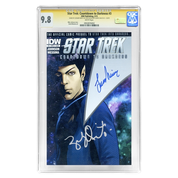 Leonard Nimoy and Zachary Quinto Autographed Star Trek: Countdown to Darkness #3 CGC SS 9.8 Comic