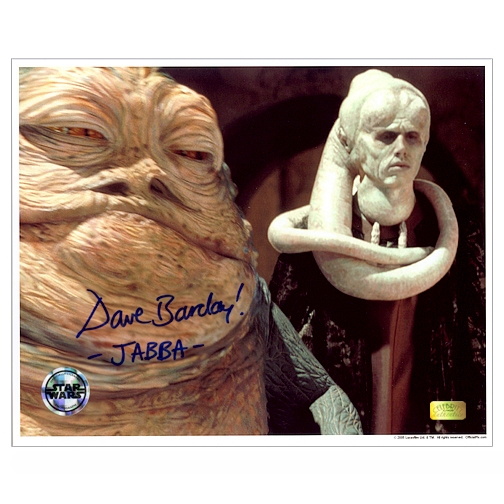 David Barclay Autographed Star Wars 8×10 Jabba the Hutt and Bib Fortuna Photo