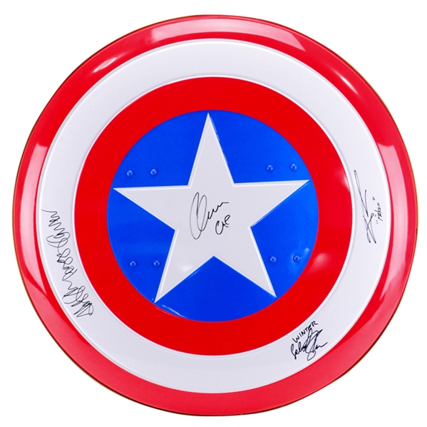 Chris Evans, Sebastian Stan, Anthony Mackie, Hayley Atwell Autographed Captain America 24" Metal 1:1 Prop Replica Shield