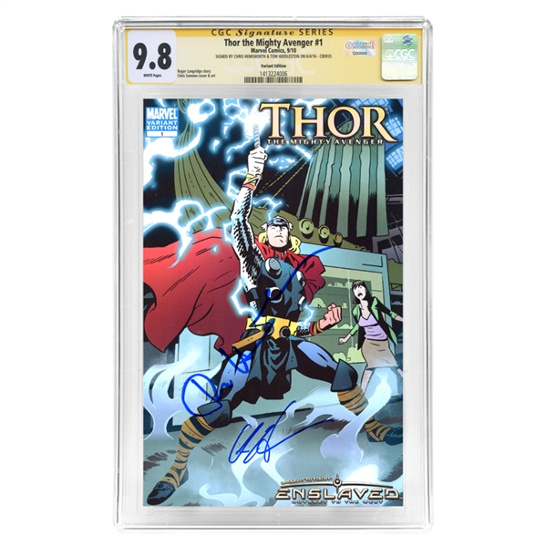 Chris Hemsworth and Tom Hiddleston Autographed Thor the Mighty Avenger #1 CGC SS 9.8 Comic