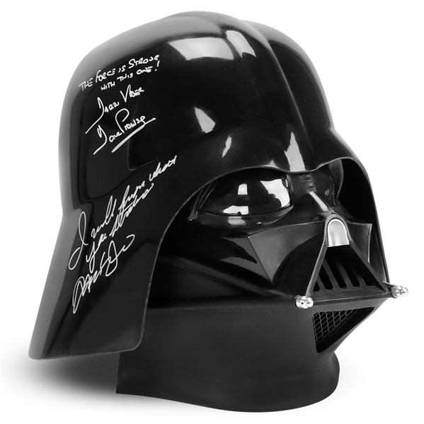 Adam Driver and David Prowse Autographed Star Wars Darth Vader Helmet