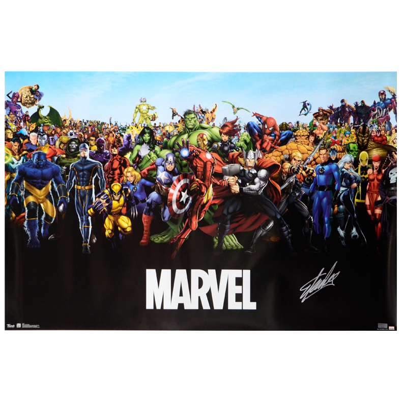 Lot Detail - Stan Lee Autographed Marvel Heroes 22.5x34 Poster