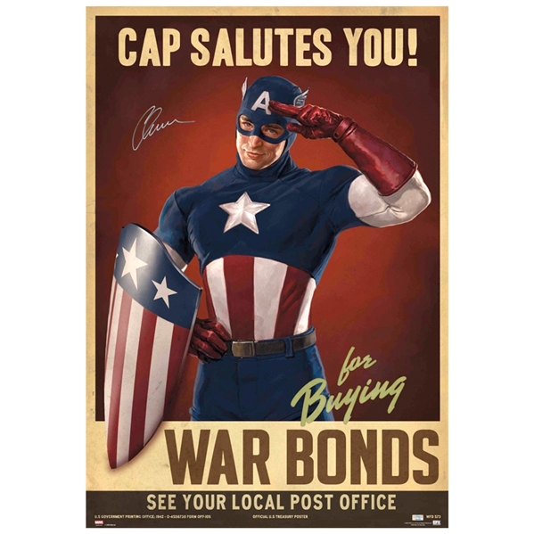 Chris Evans Autographed 24×36 Cap Salutes You Poster
