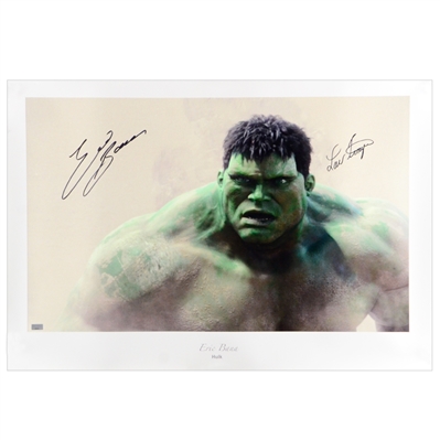Eric Bana and Lou Ferrigno Autographed 29x20 The Hulk Movie Art Print