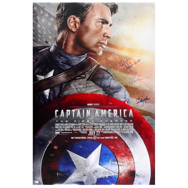 Chris Evans, Hayley Atwell, and Sebastian Stan Autographed 27x40 Captain America: The First Avenger D/S Poster