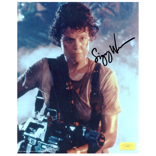 Sigourney Weaver Autographed 8x10 Aliens Battle Ready Photo