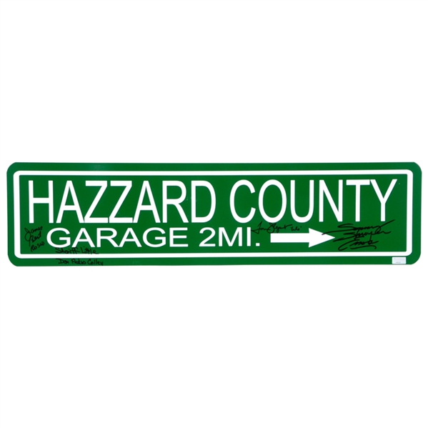 The Dukes of Hazzard Cast Autographed Metal Hazzard County Sign