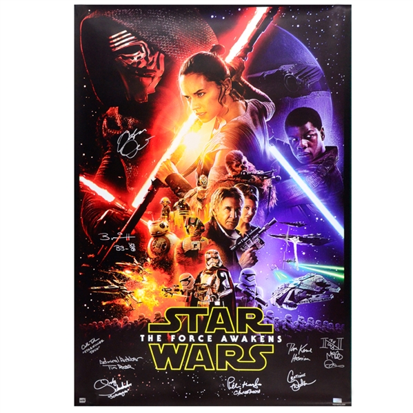 Star Wars The Force Awakens Cast Autographed 27×40 Single-Sided Movie Poster