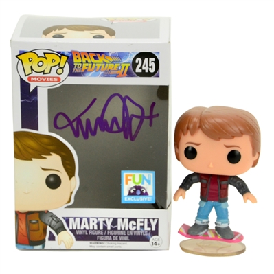 Michael J. Fox Autographed Back to the Future II Marty McFly on Hoverboard POP Vinyl Figure
