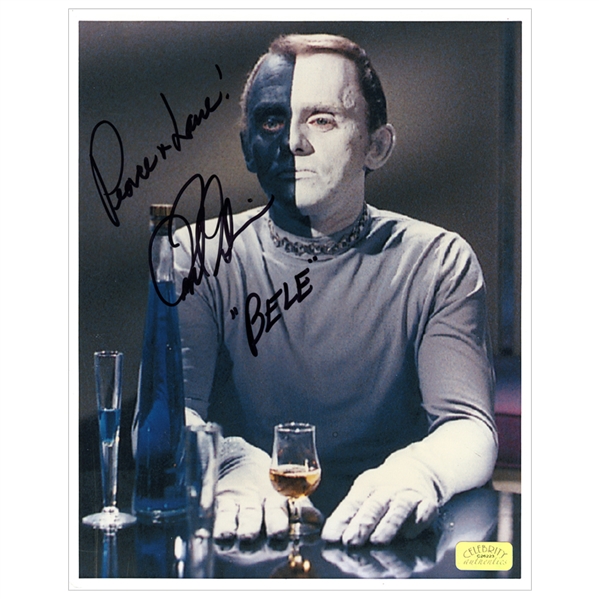 Frank Gorshin Autographed Star Trek 8x10 Bele Photo with Peace & Love Inscription