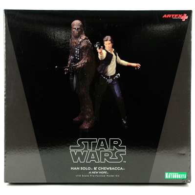 Harrison Ford and Peter Mayhew Autographed Kotobukiya Star Wars Han Solo And Chewbacca Statues