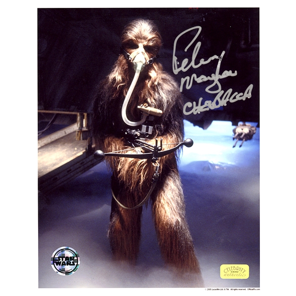 Peter Mayhew Autographed Star Wars: The Empire Strikes Back 8x10 Chewbacca Mynock Hunt Photo