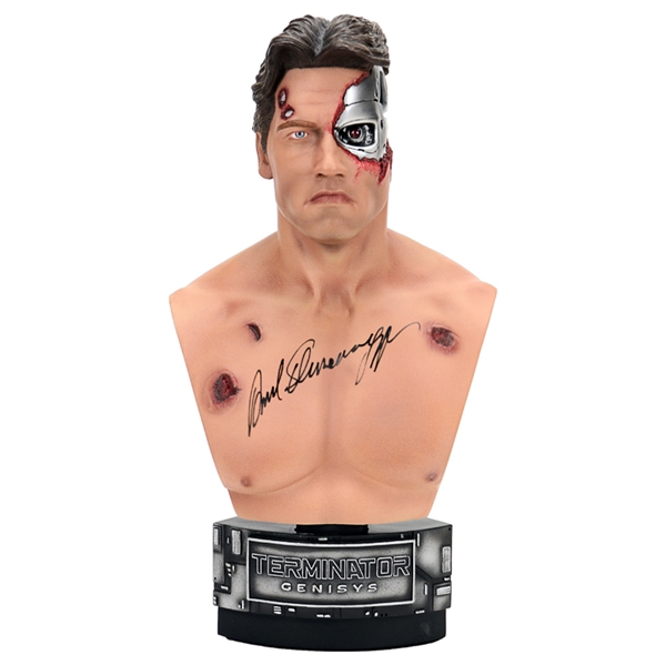 Arnold Schwarzenegger Autographed Terminator Genisys™ 1:2 Scale Terminator Battle Damaged Bust