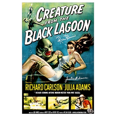 Julia Adams and Ricou Browning Autographed 11×17 Creature from the Black Lagoon Poster