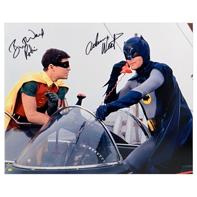 Adam West and Burt Ward Autographed 16×20 Batman and Robin Photo