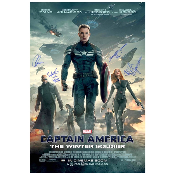 Chris Evans, Sebastian Stan, Anthony Mackie and Hayley Atwell Autographed 27×40 Captain America: The Winter Soldier Original Movie Poster 