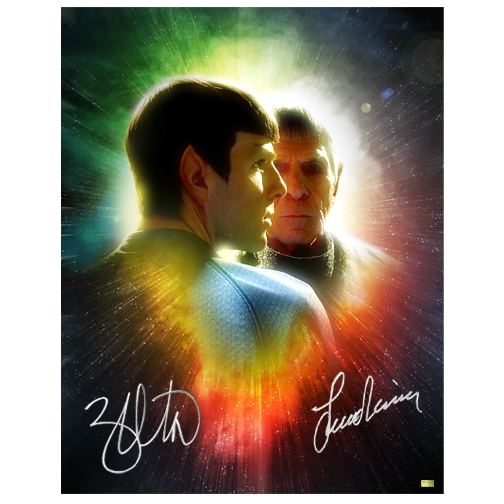 Leonard Nimoy and Zachary Quinto Autographed 11×14 Star Trek Spock Legacy Photo