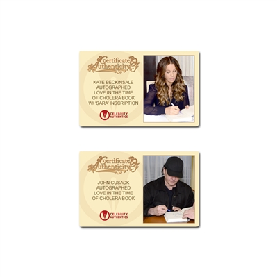 John Cusack and Kate Beckinsale Autographed Serendipity Love in The Time of Cholera Book with Signed Five Dollar Bill