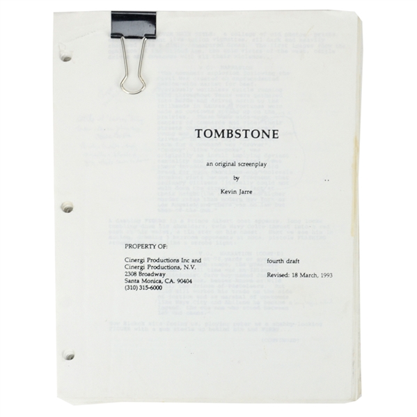 Val Kilmer Personal Tombstone November 5, 1992 Second Draft Script 