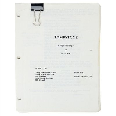 Val Kilmer Personal Tombstone November 5, 1992 Second Draft Script 