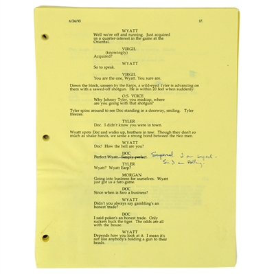 Val Kilmer Personal Tombstone June 24, 1993 Fifth Draft Yellow Script 