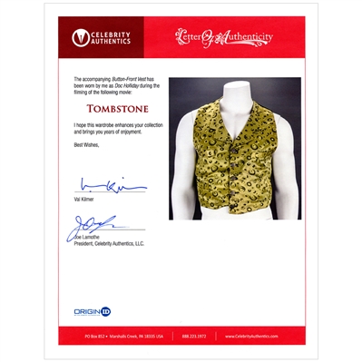 Val Kilmer 1993 Tombstone Screen Worn Doc Holliday Hero Vest