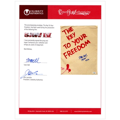 Tobin Bell Autographed Saw IV The Key To Your Freedom Hero Envelope