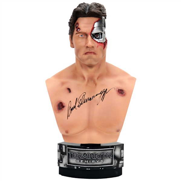 Arnold Schwarzenegger Autographed 1984 Terminator Genisys Battle Damaged 1:2 Scale Bust